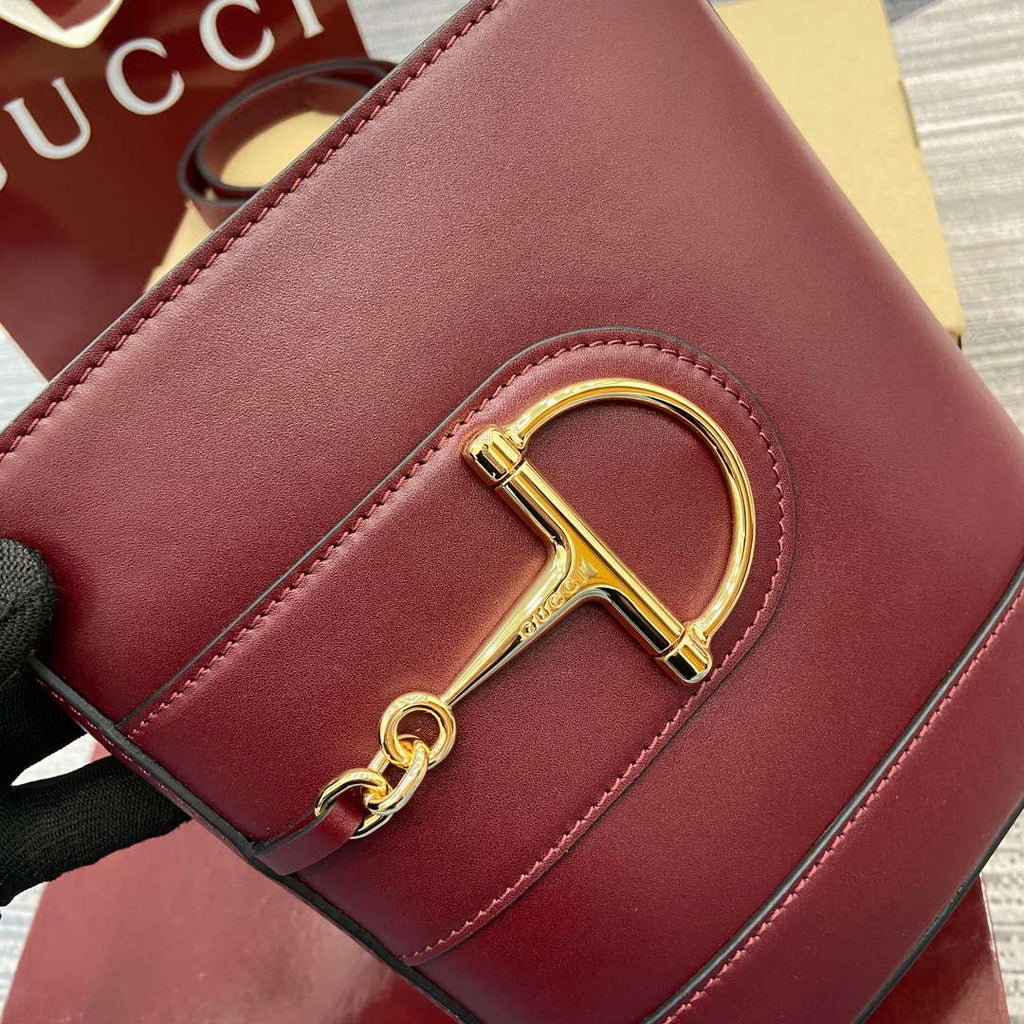Gucci 833665 Gucci 73 Small Bucket Bag Red Leather