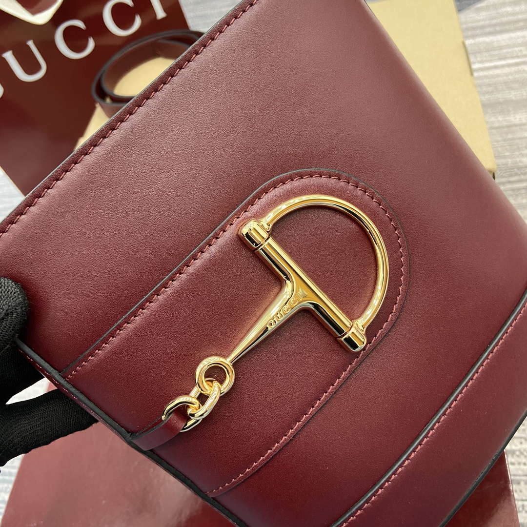 Gucci 833665 Gucci 73 Small Bucket Bag Red Leather
