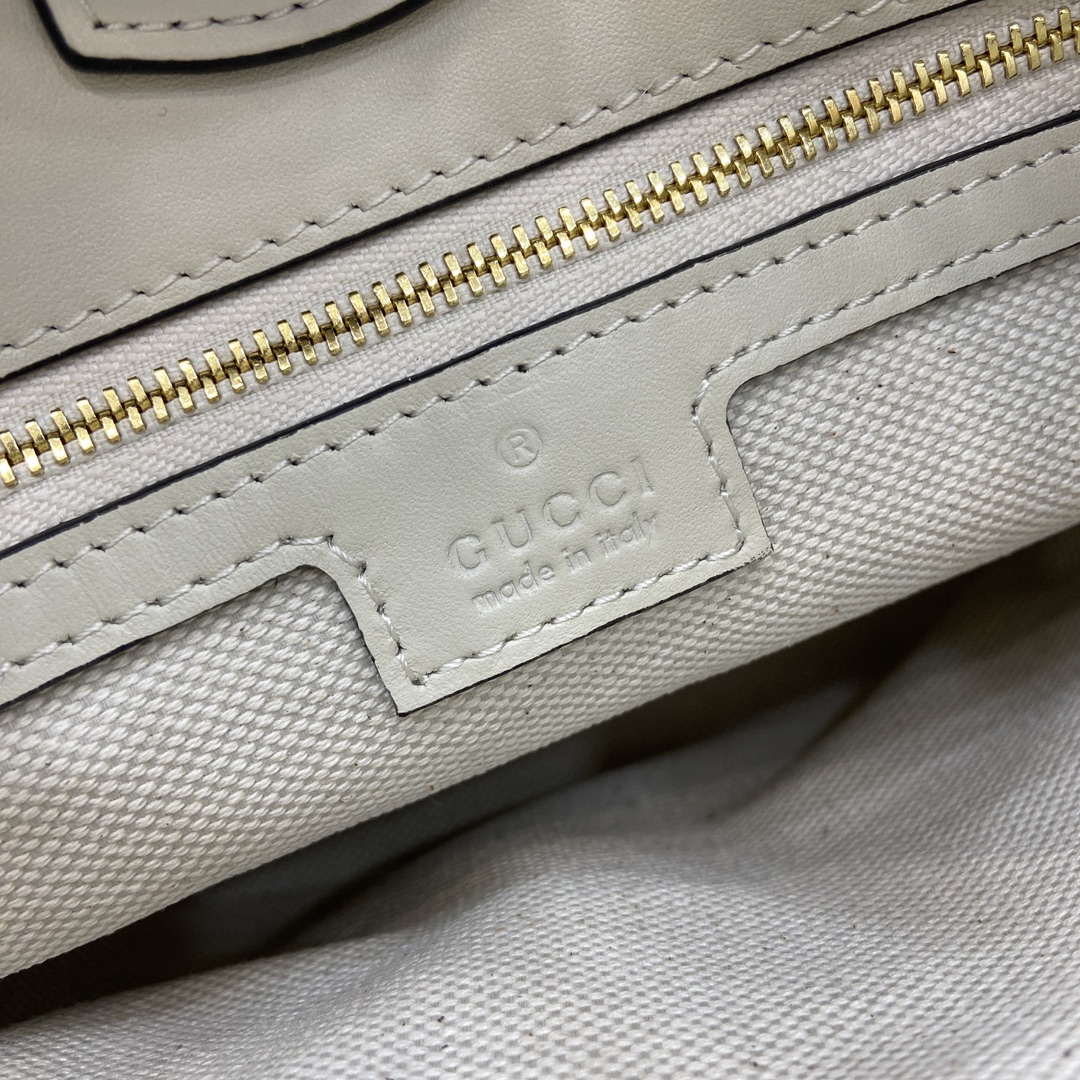Gucci 833665 Gucci 73 Small Bucket Bag White Leather