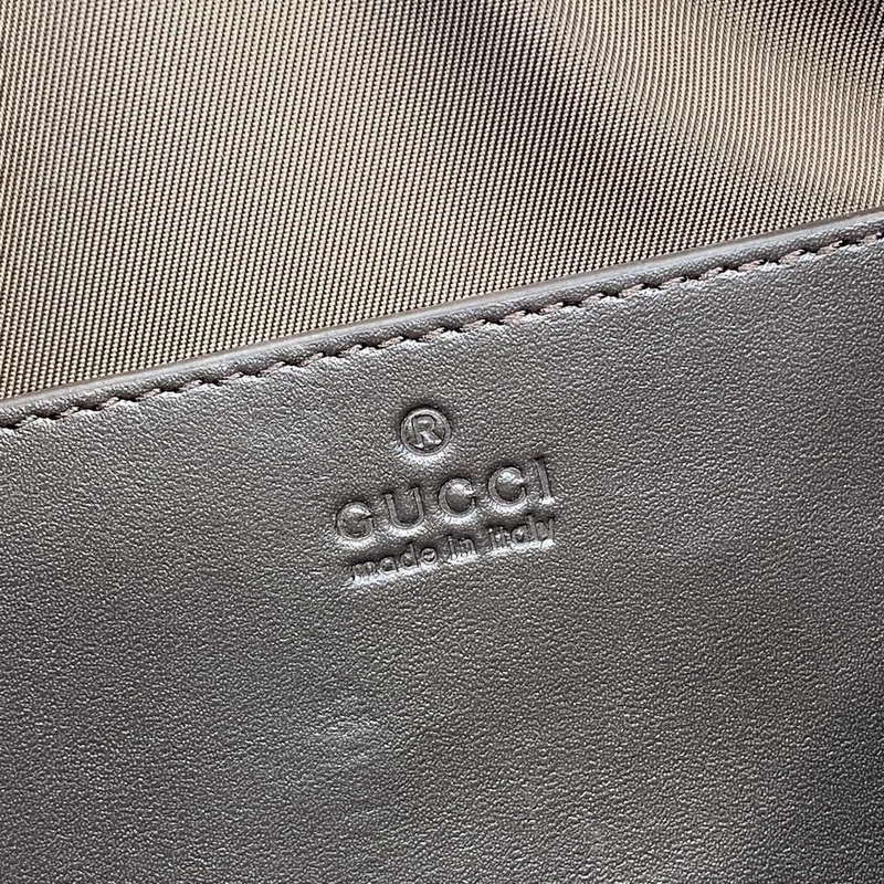 Gucci 834455 GG Canvas Small Cylinder Bag Dark brown