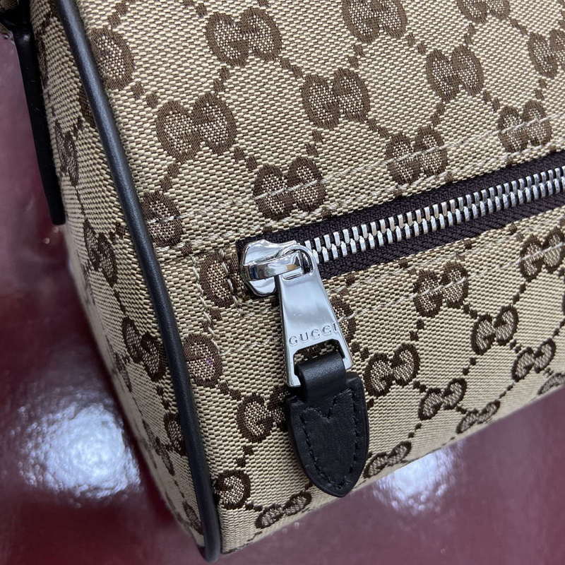 Gucci 834455 GG Canvas Small Cylinder Bag Dark brown