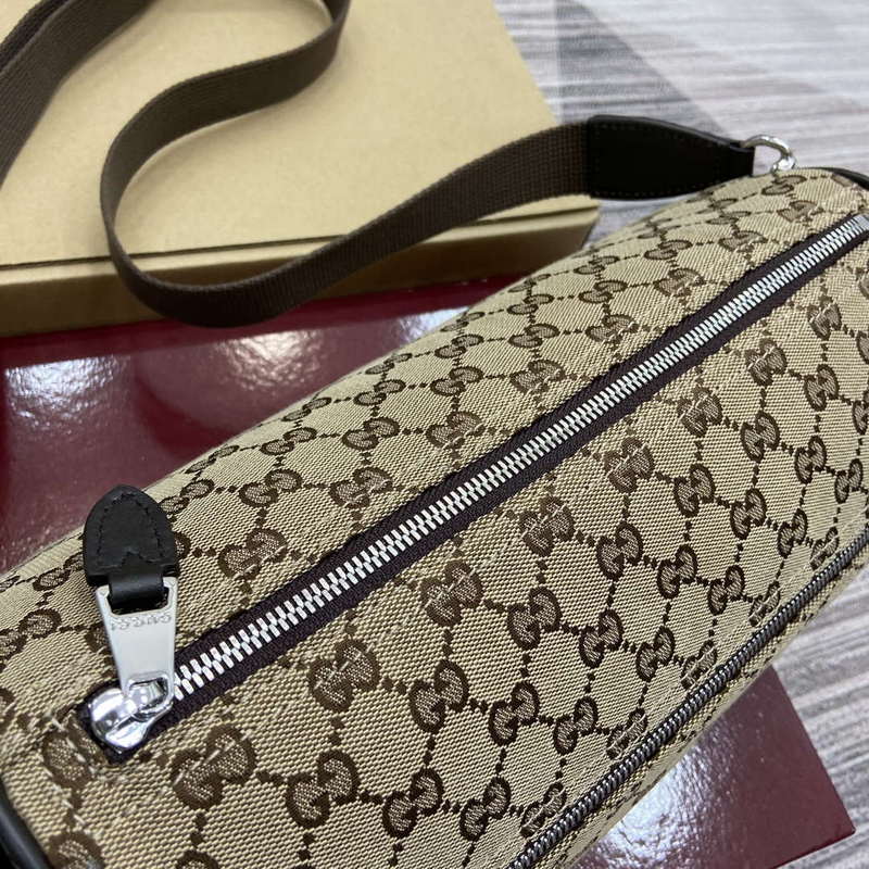 Gucci 834455 GG Canvas Small Cylinder Bag Dark brown - Default Title - View 3