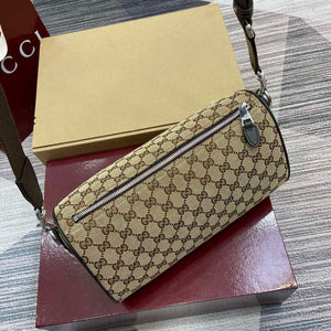 Gucci 834455 GG Canvas Small Cylinder Bag Dark brown - Default Title - View 6