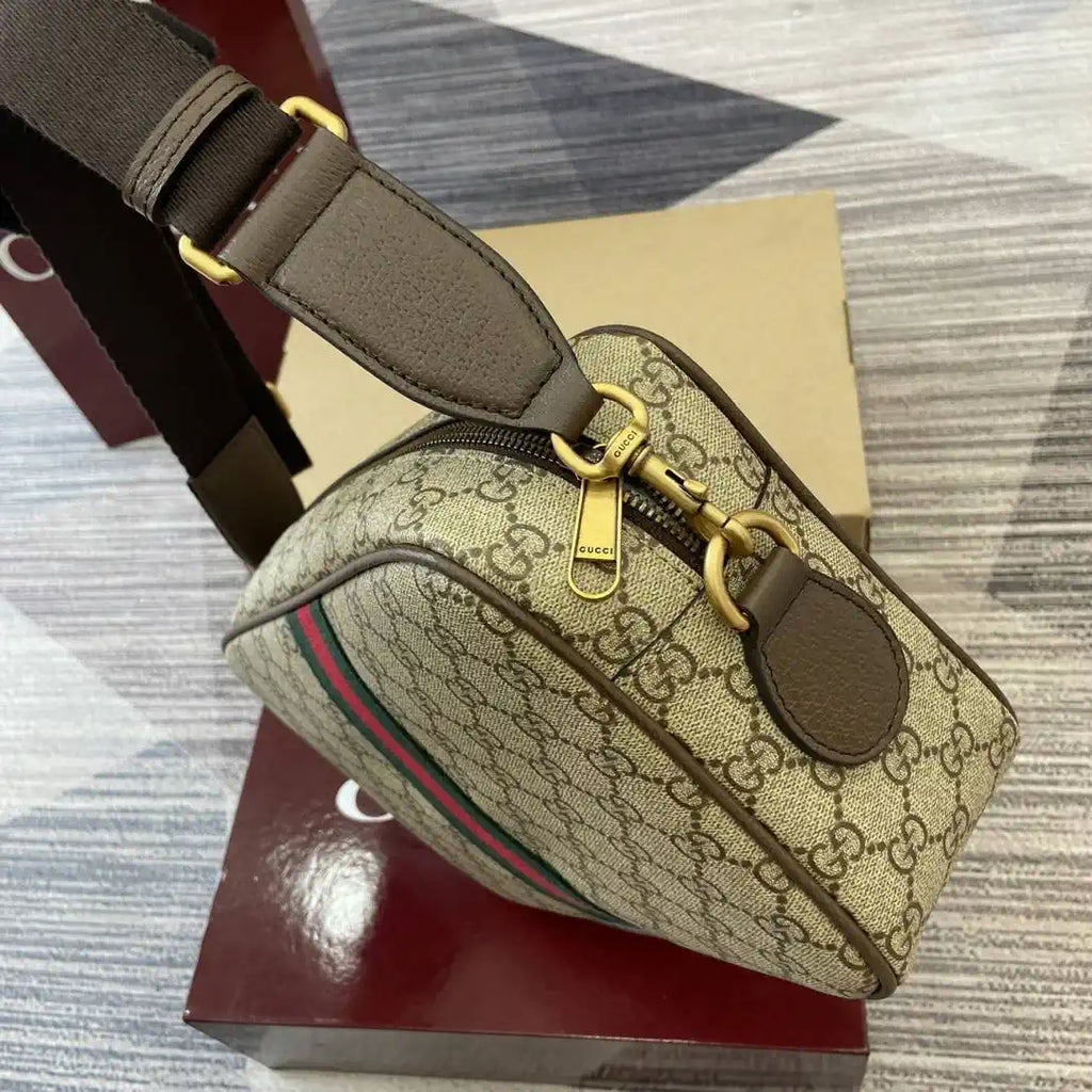 Gucci 834468 Ophidia medium crossbody bag beige and dark brown