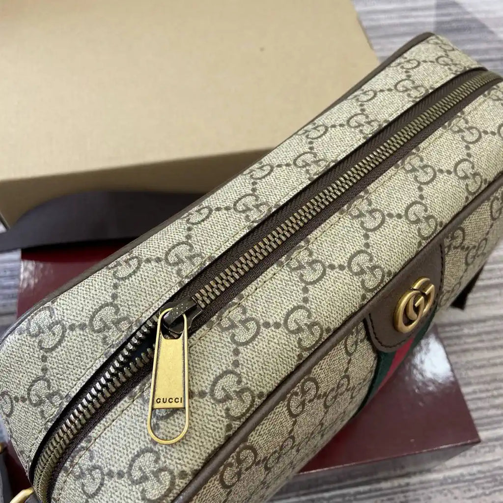 Gucci 834468 Ophidia medium crossbody bag beige and dark brown