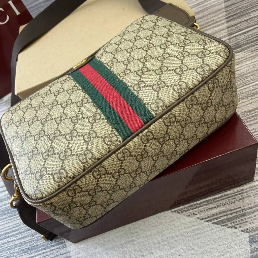 Gucci 834468 Ophidia medium crossbody bag beige and dark brown