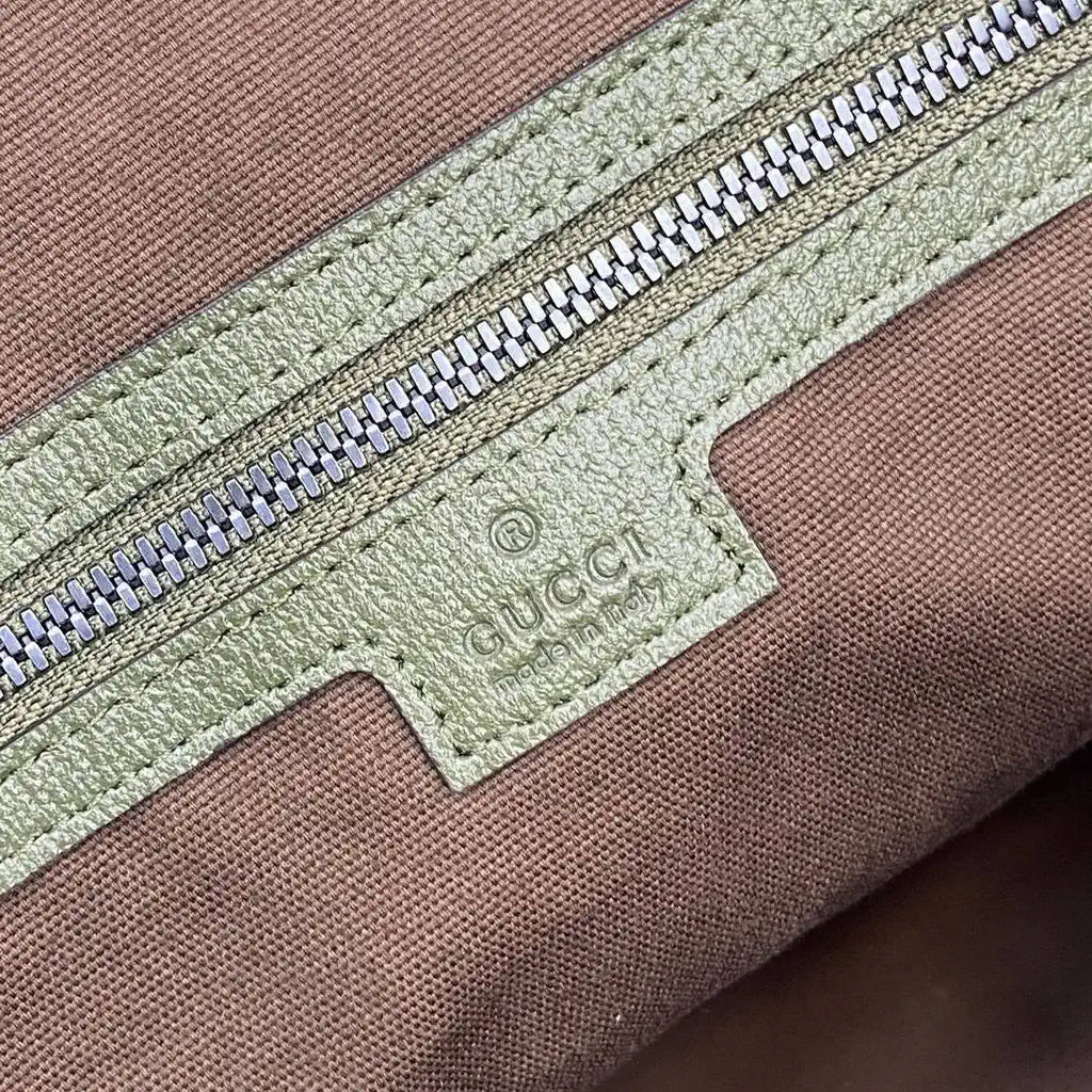 Gucci 834469 Gucci Savoy medium duffle bag beige and Green fabric