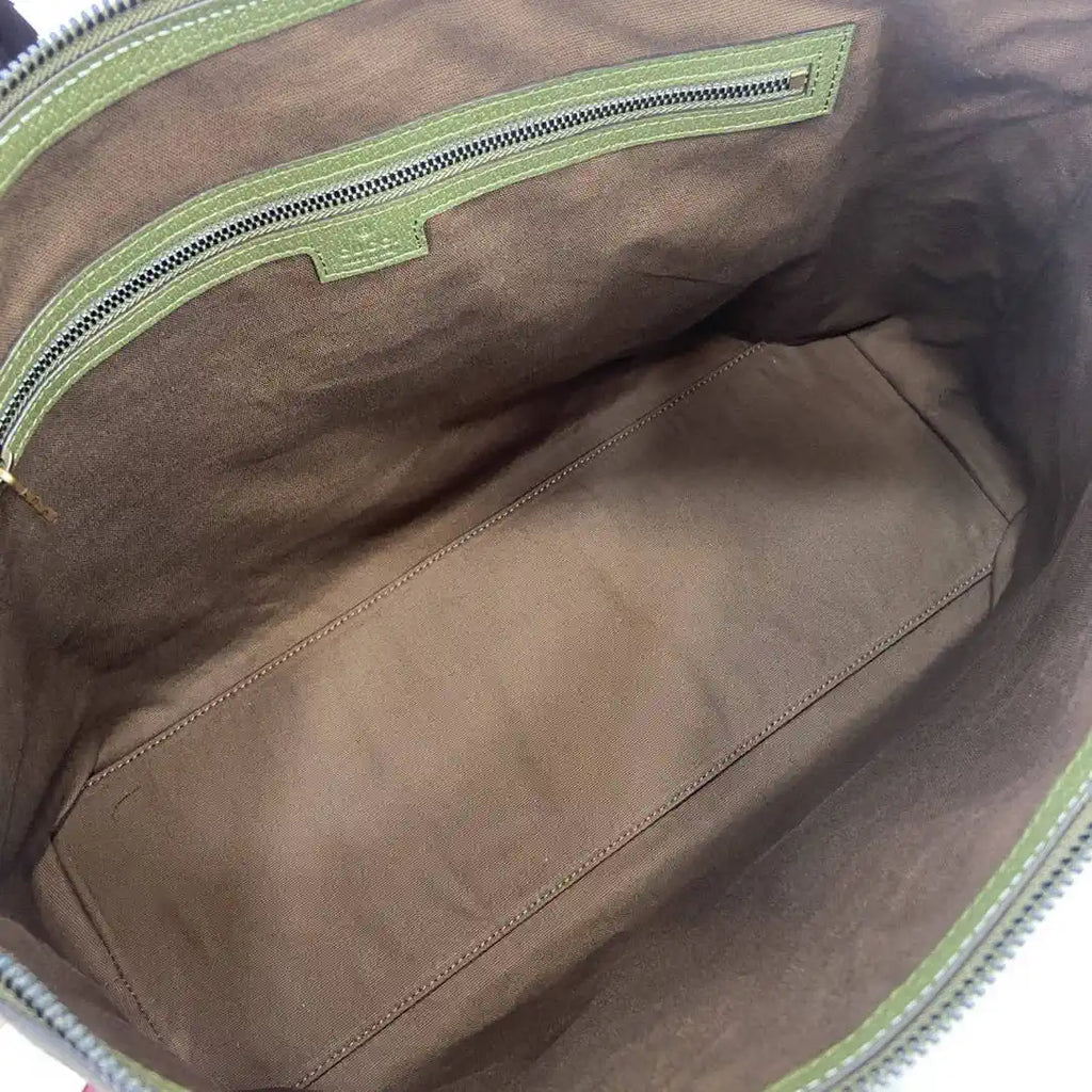 Gucci 834469 Gucci Savoy medium duffle bag beige and Green fabric