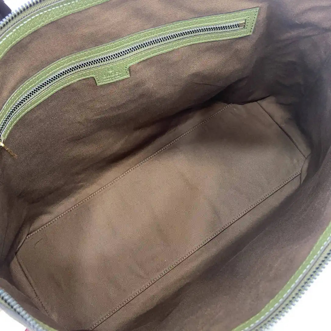 Gucci 834469 Gucci Savoy medium duffle bag beige and Green fabric