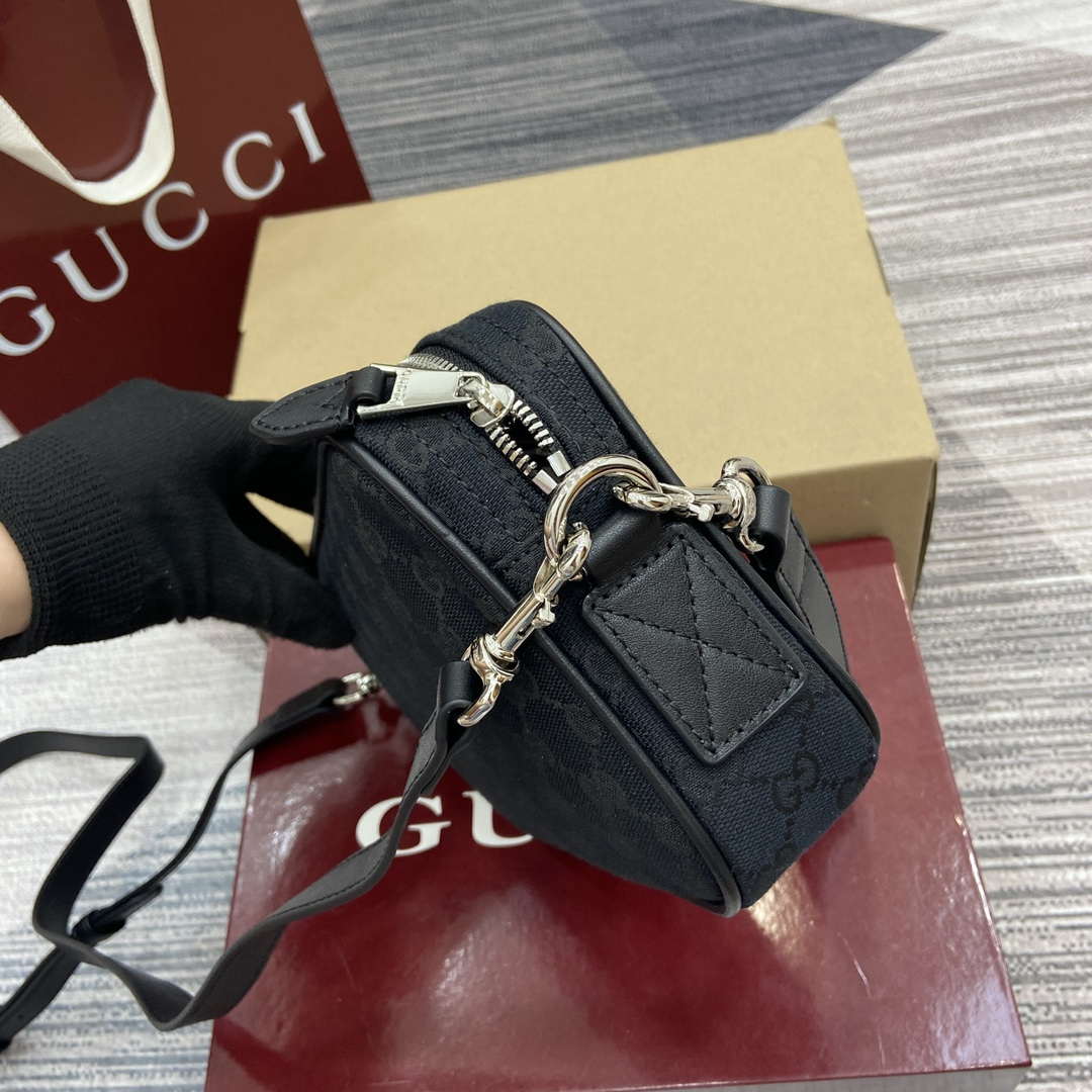 Gucci 834802 GG Canvas Small Crossbody Bag Black - Default Title - View 3