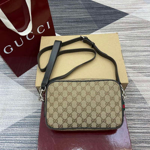 Gucci 834802 GG Canvas Small Crossbody Bag Dark brown - Default Title - View 1