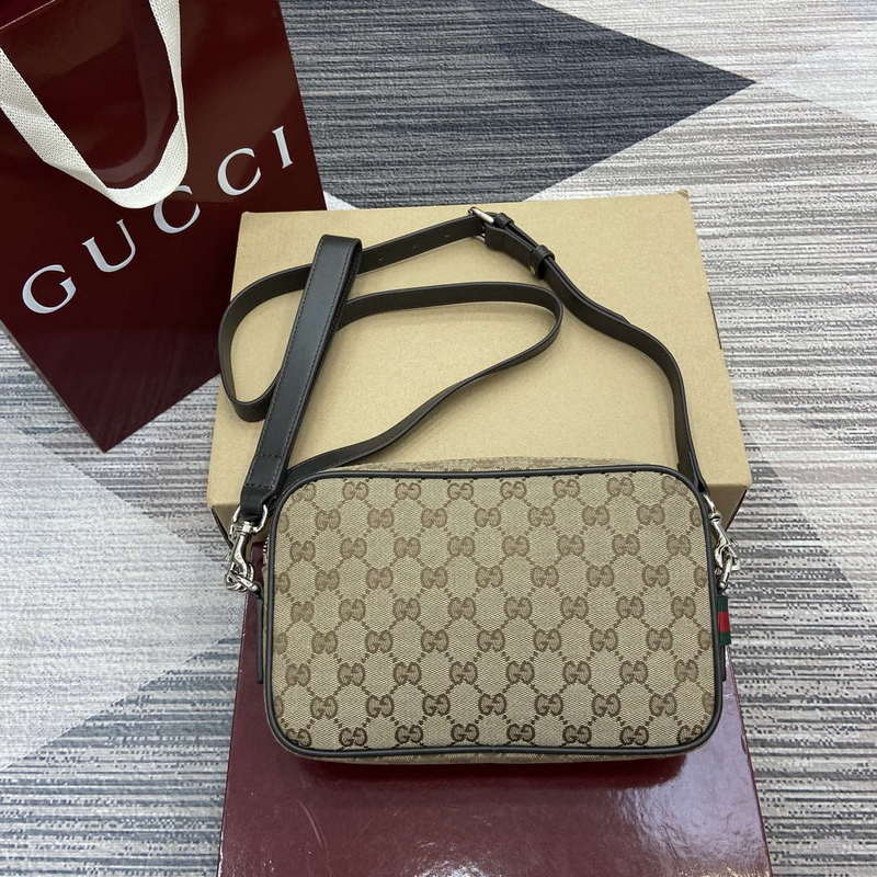 Gucci 834802 GG Canvas Small Crossbody Bag Dark brown - Default Title - View 1