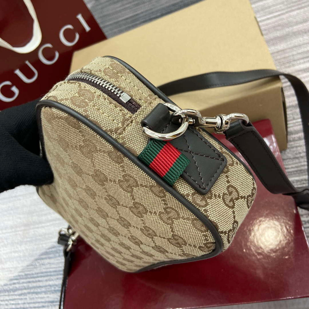 Gucci 834802 GG Canvas Small Crossbody Bag Dark brown