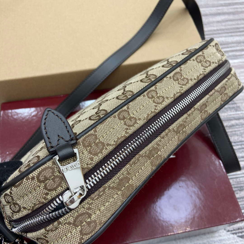 Gucci 834802 GG Canvas Small Crossbody Bag Dark brown