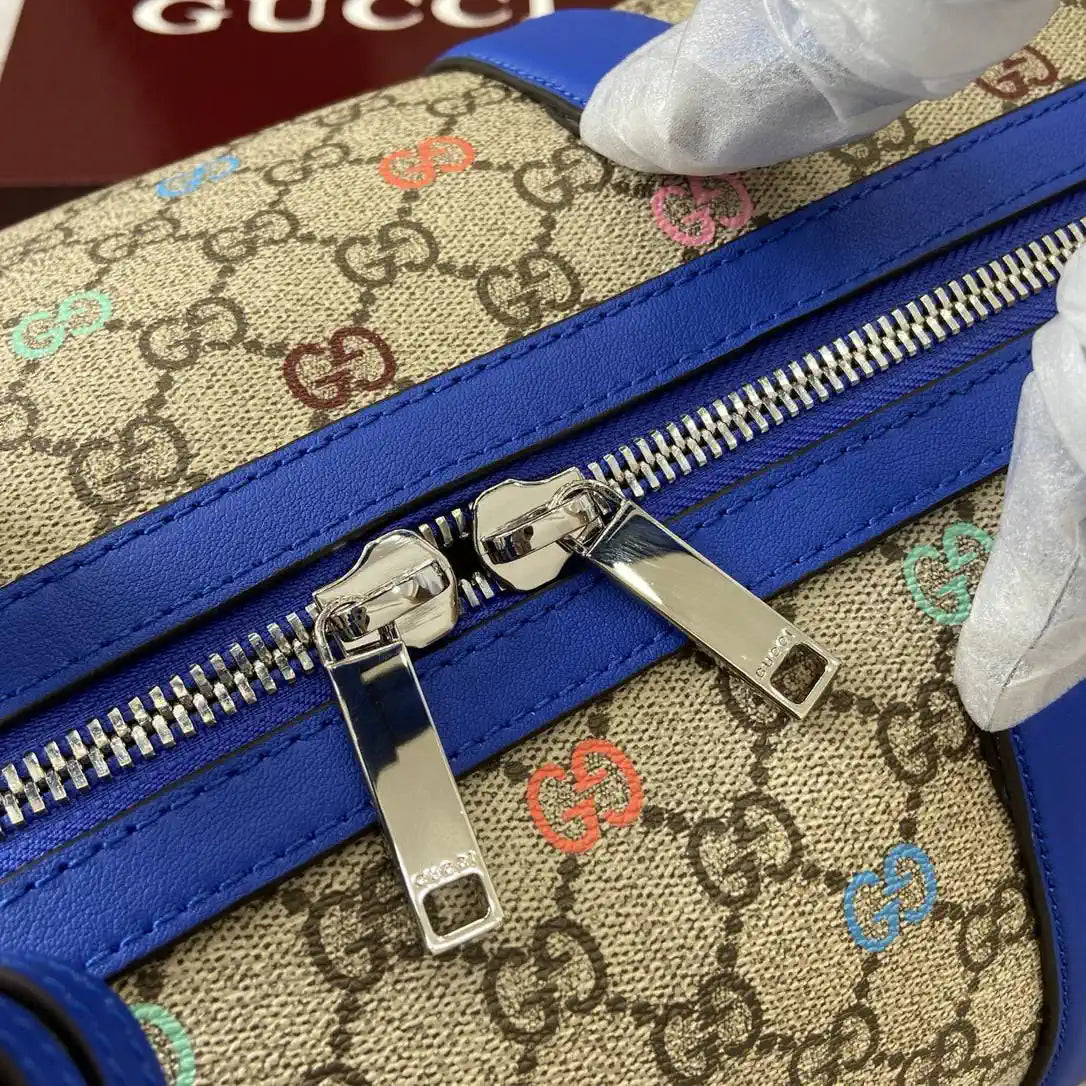 Gucci 834962 GG multicolor medium duffle bag Beige and dark brown