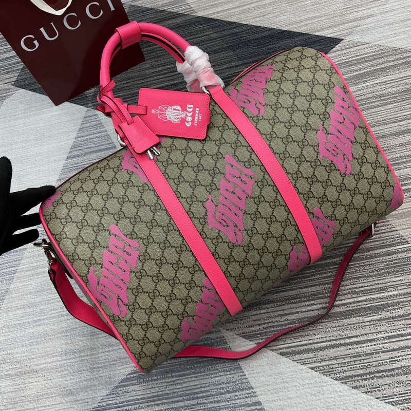 Gucci 834962 Medium Duffle Bag With Print Bright pink