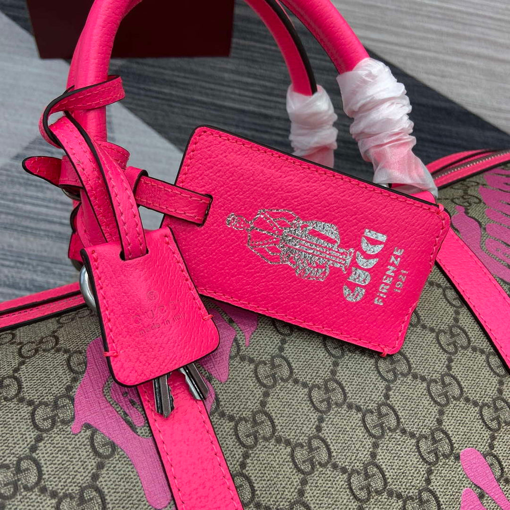 Gucci 834962 Medium Duffle Bag With Print Bright pink