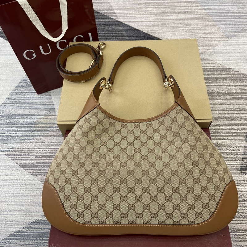 Gucci 834981 Gucci B Medium Shoulder Bag Brown Leather Trim