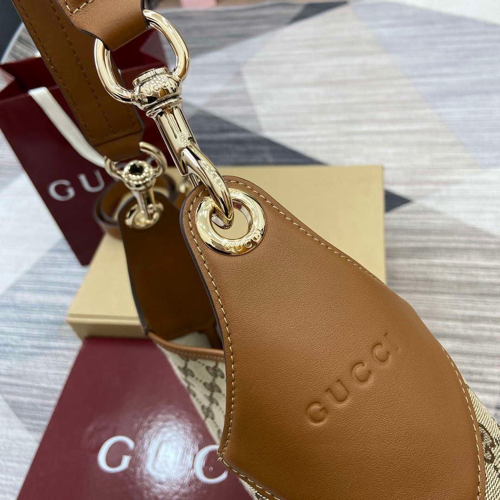 Gucci 834981 Gucci B Medium Shoulder Bag Brown Leather Trim