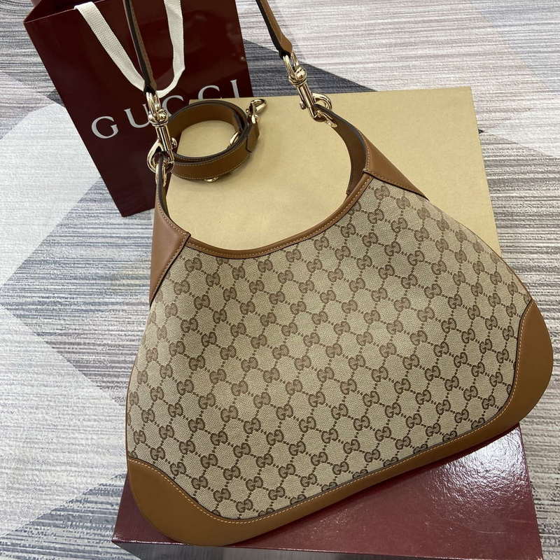Gucci 834981 Gucci B Medium Shoulder Bag Brown Leather Trim