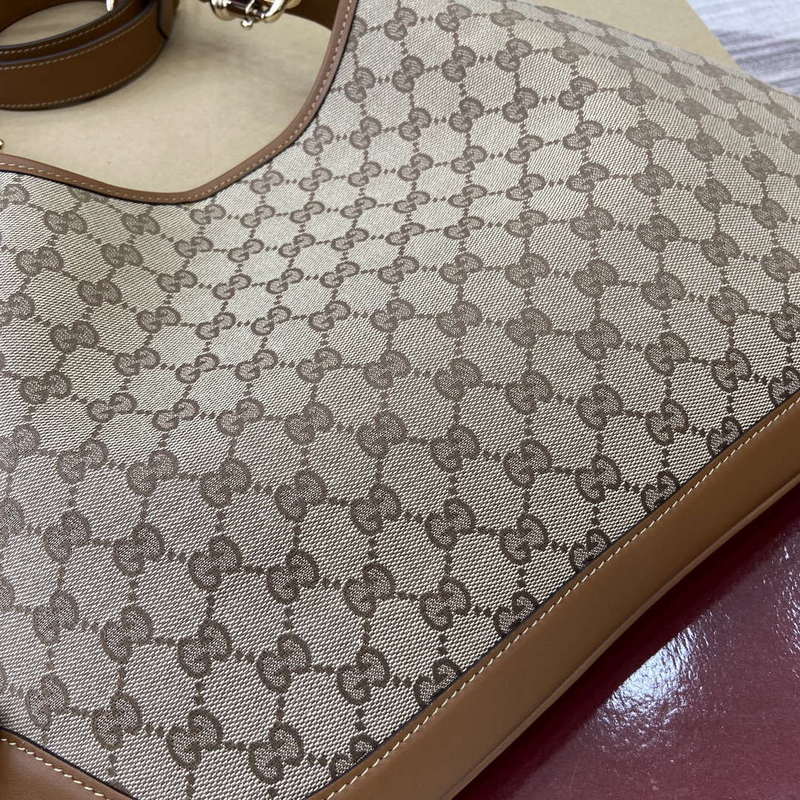 Gucci 834981 Gucci B Medium Shoulder Bag Brown Leather Trim