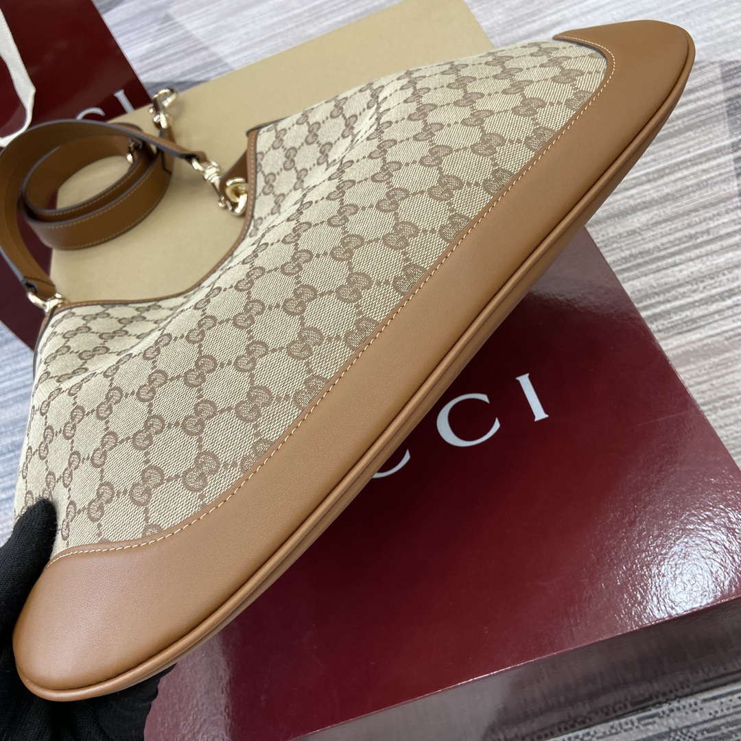 Gucci 834981 Gucci B Medium Shoulder Bag Brown Leather Trim