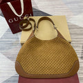 Gucci 834981 Gucci B medium Shoulder Bag Brown velvet embossed - Default Title - View 1