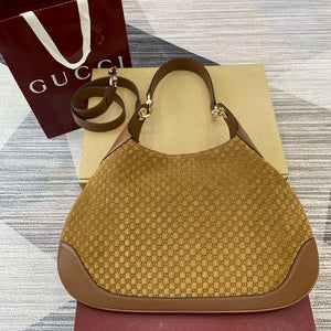 Gucci 834981 Gucci B medium Shoulder Bag Brown velvet embossed - Default Title - View 2