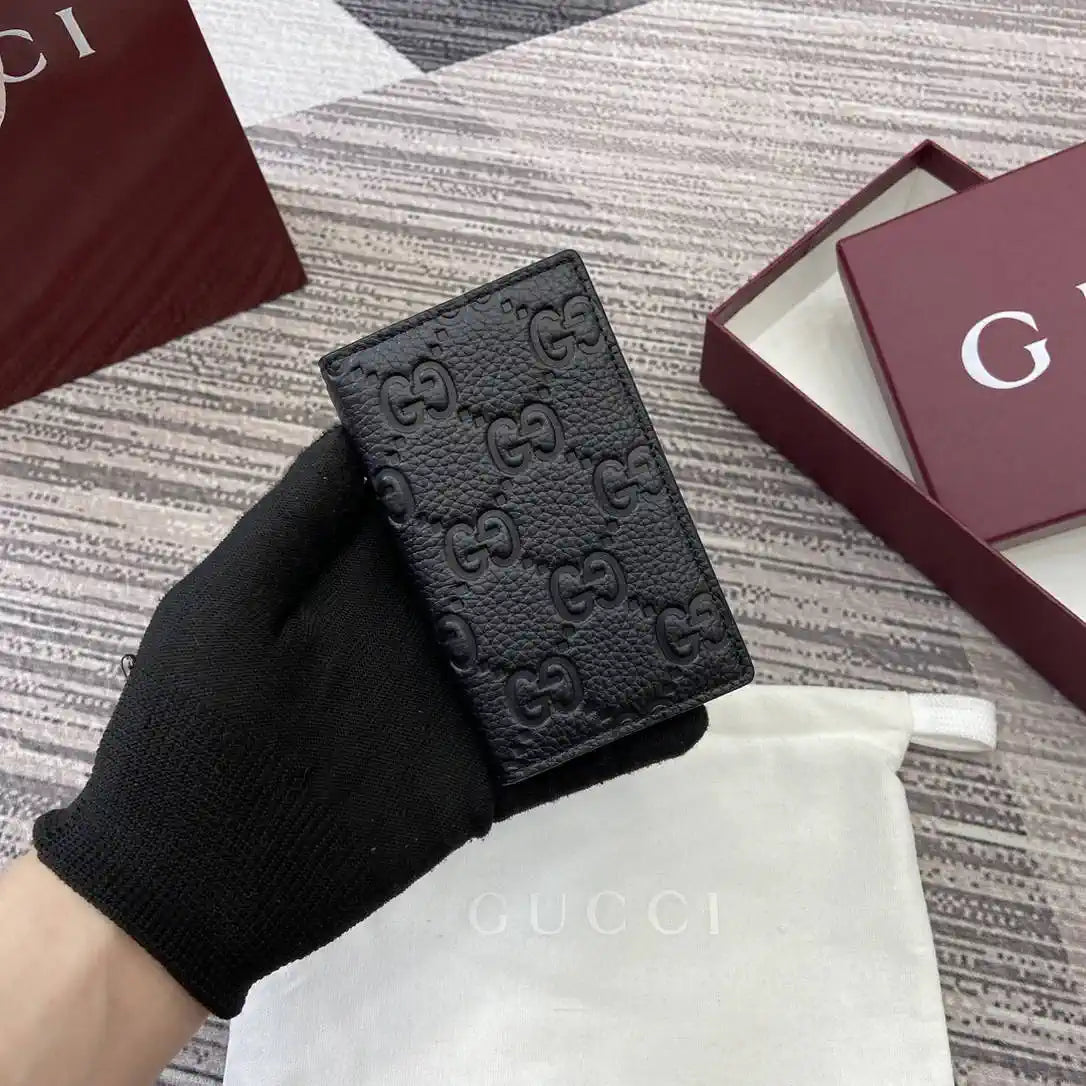 Gucci 835011 Gucci Imprint long card case Black