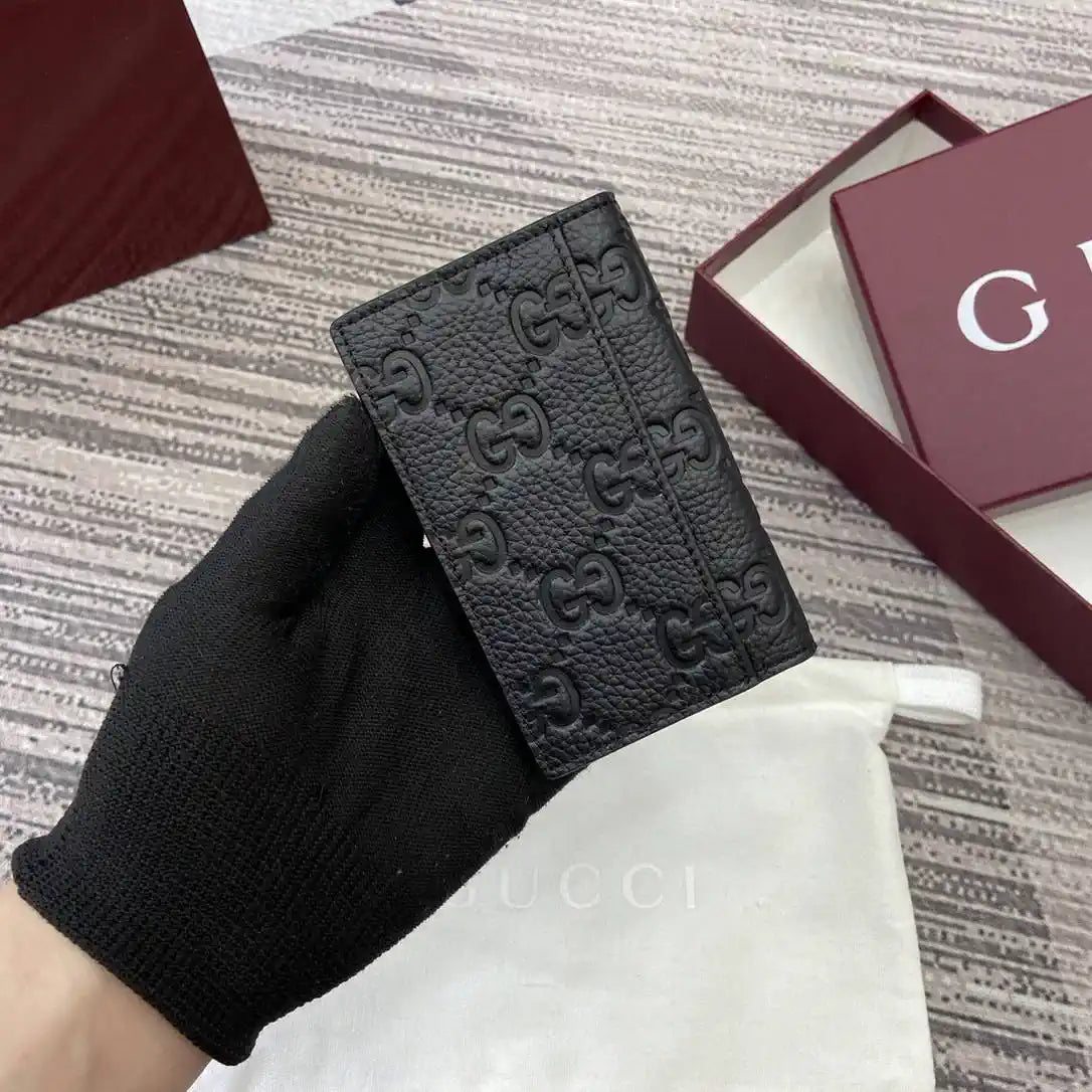 Gucci 835011 Gucci Imprint long card case Black