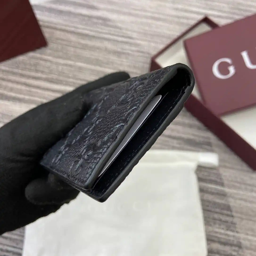 Gucci 835011 Gucci Imprint long card case Black