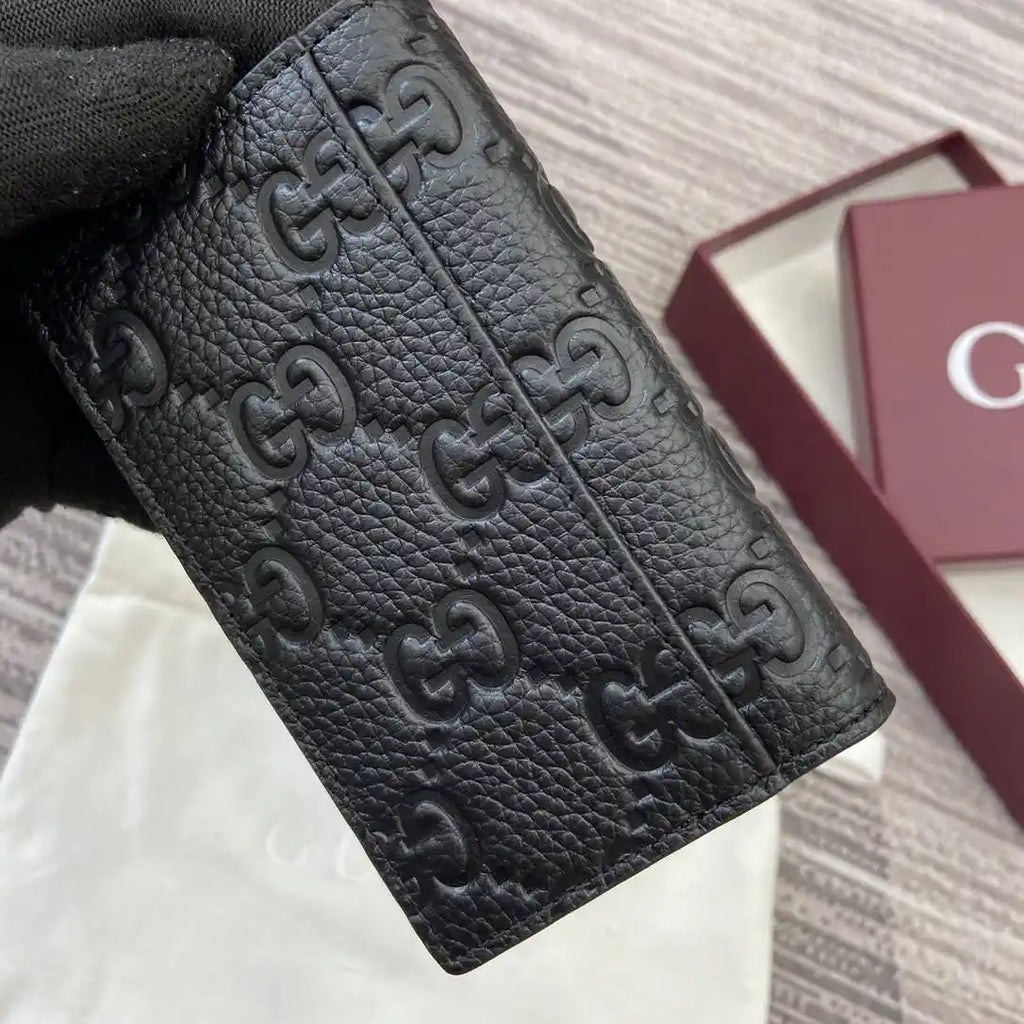Gucci 835011 Gucci Imprint long card case Black