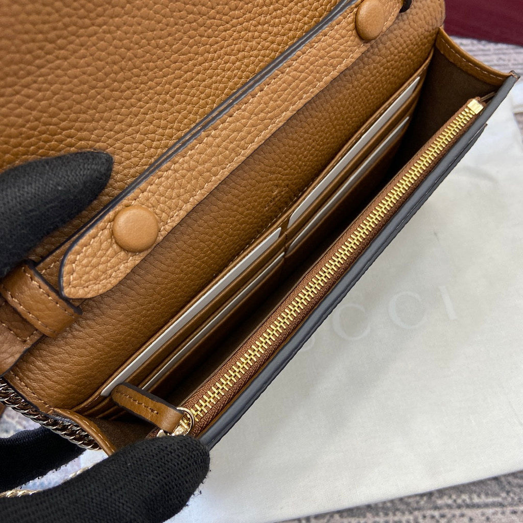 Gucci 837373 Dionysus Wallet On Chain Brown