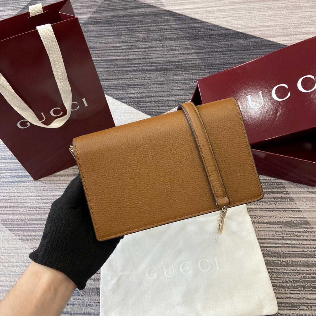 Gucci 837373 Dionysus Wallet On Chain Brown