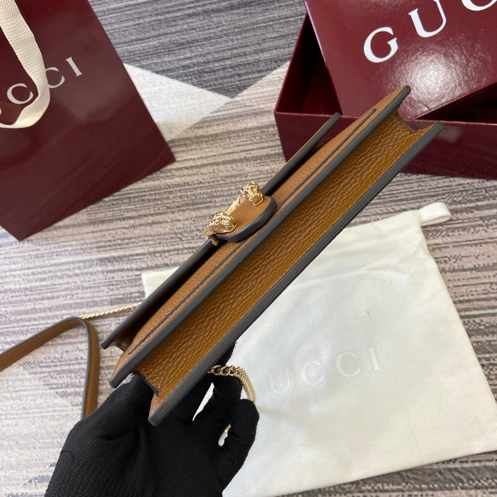 Gucci 837373 Dionysus Wallet On Chain Brown