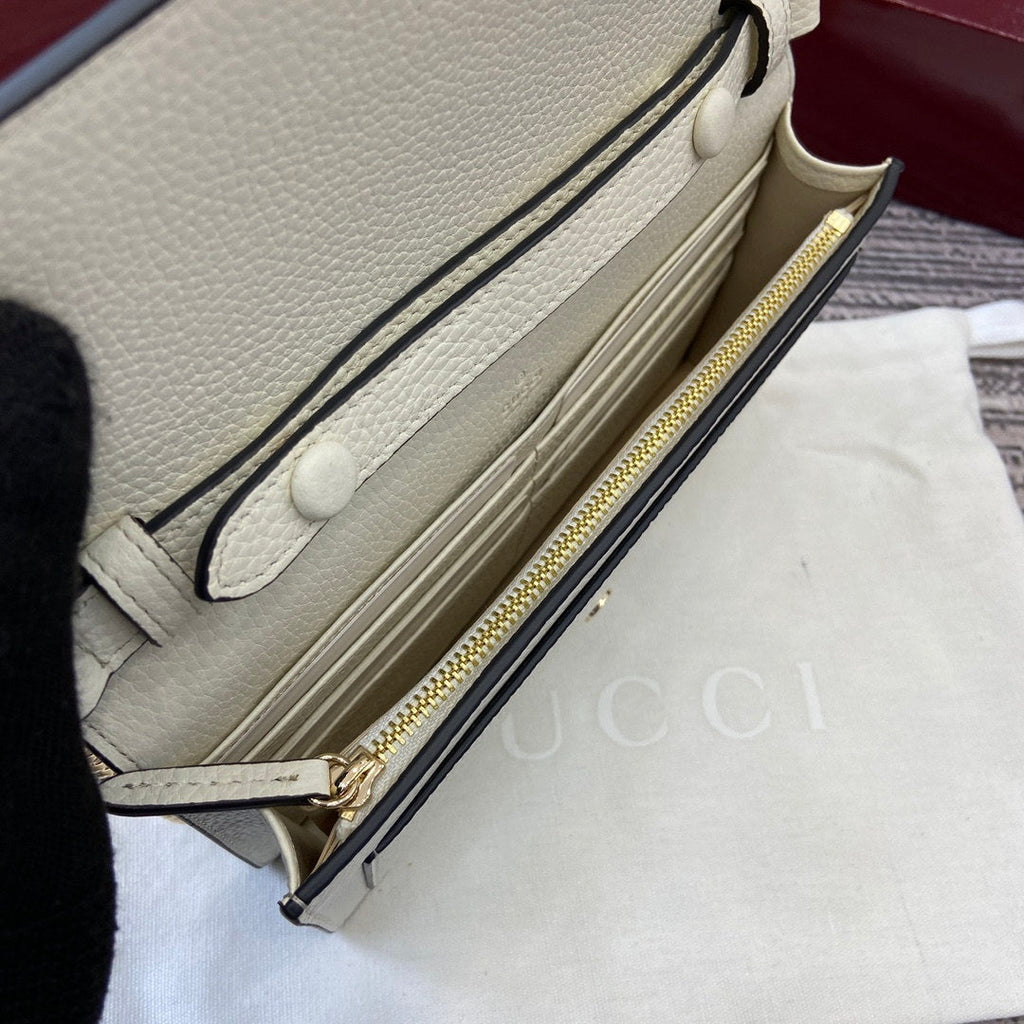 Gucci 837373 Dionysus Wallet On Chain White