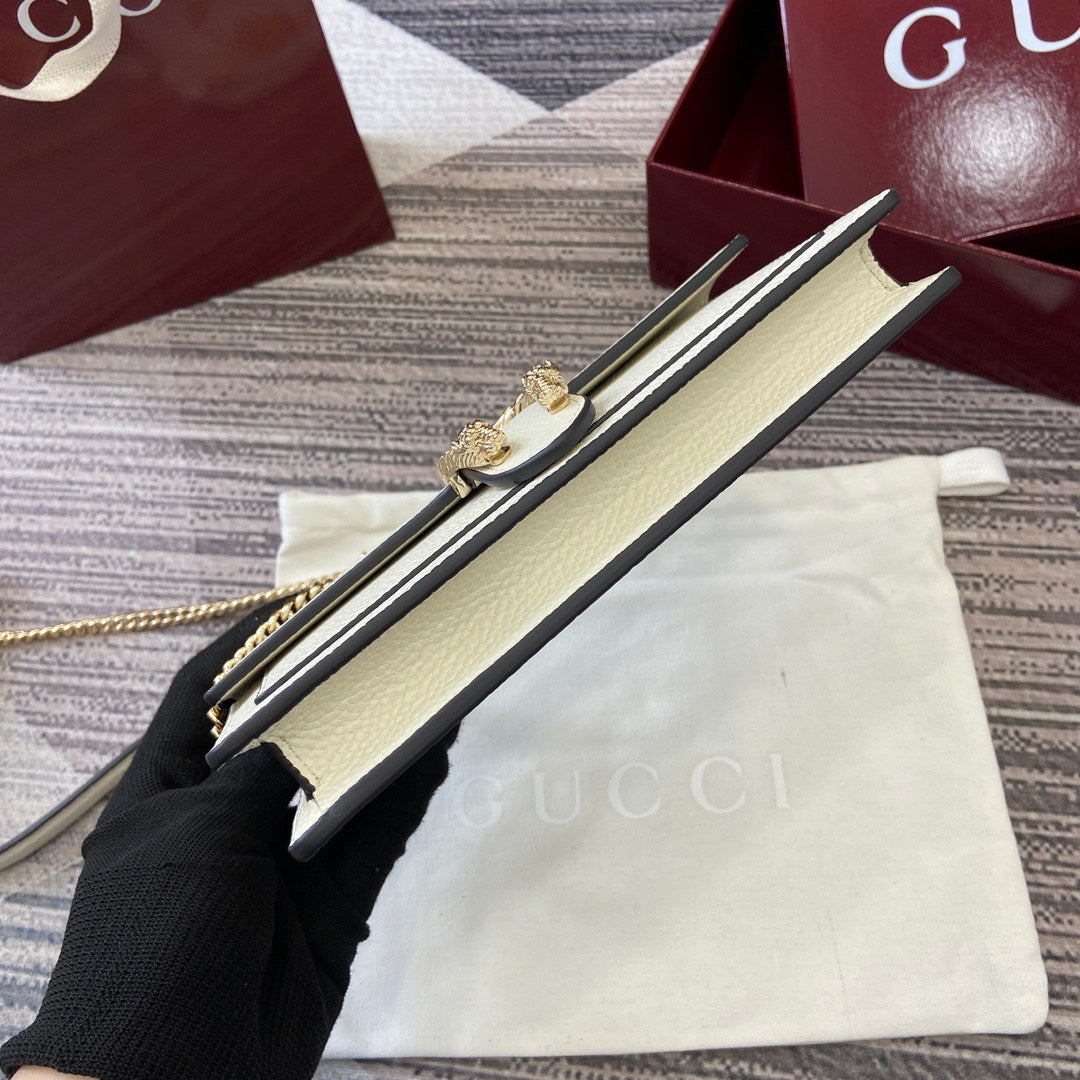 Gucci 837373 Dionysus Wallet On Chain White