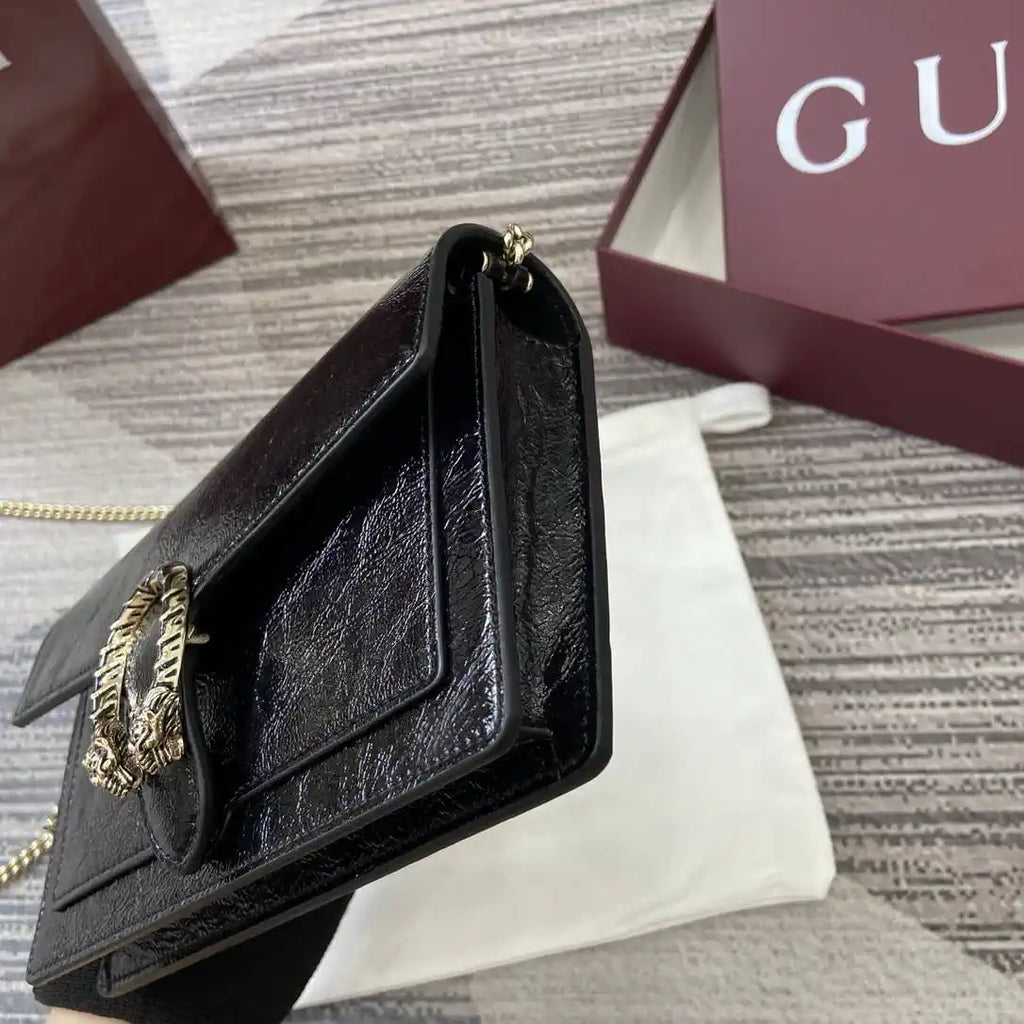 Gucci 837374 Dionysus Wallet On Chain Forest Black patent leather