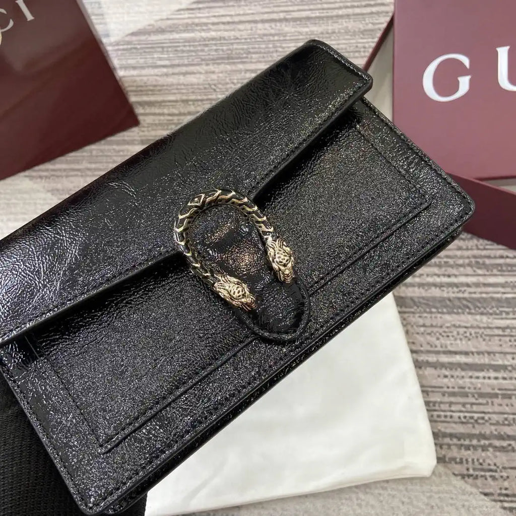 Gucci 837374 Dionysus Wallet On Chain Forest Black patent leather