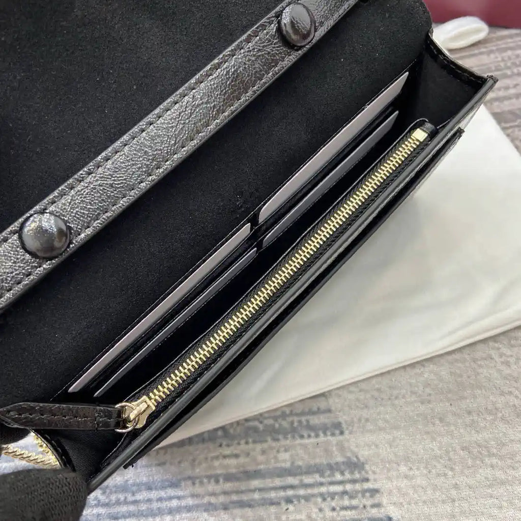 Gucci 837374 Dionysus Wallet On Chain Forest Black patent leather