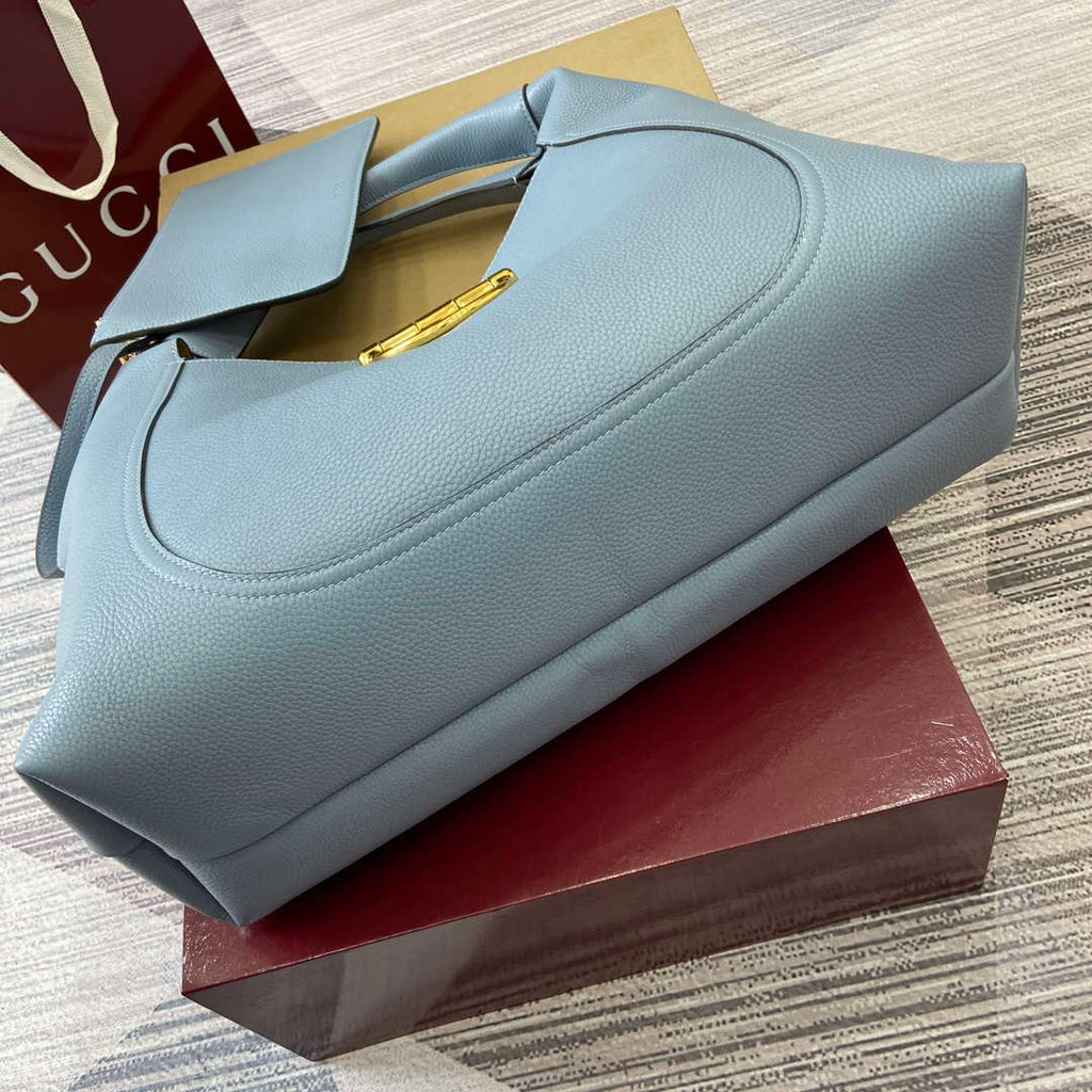 Gucci 837466 Gucci Softbit Maxi Shoulder Bag Gray blue