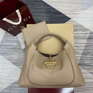Gucci 837466 Gucci Softbit Maxi Shoulder Bag Taupe grainy - Default Title - View 1
