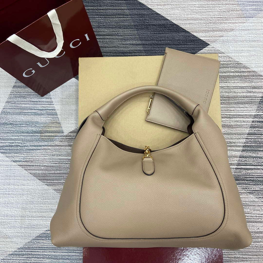 Gucci 837466 Gucci Softbit Maxi Shoulder Bag Taupe grainy