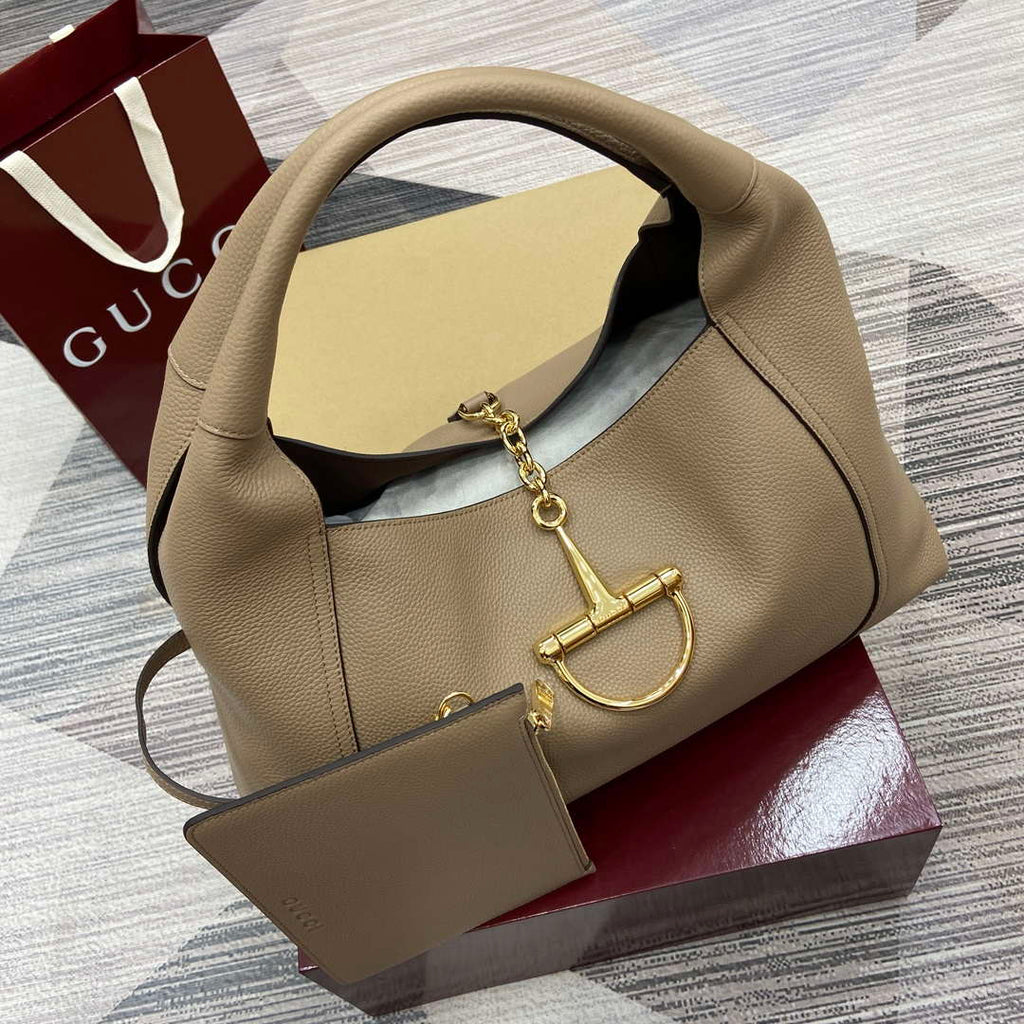 Gucci 837466 Gucci Softbit Maxi Shoulder Bag Taupe grainy