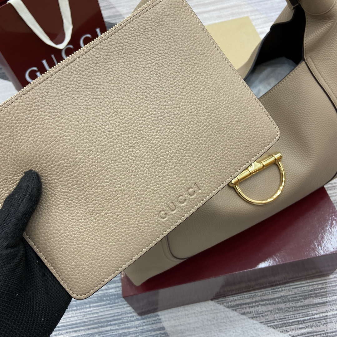 Gucci 837466 Gucci Softbit Maxi Shoulder Bag Taupe grainy - Default Title - View 4