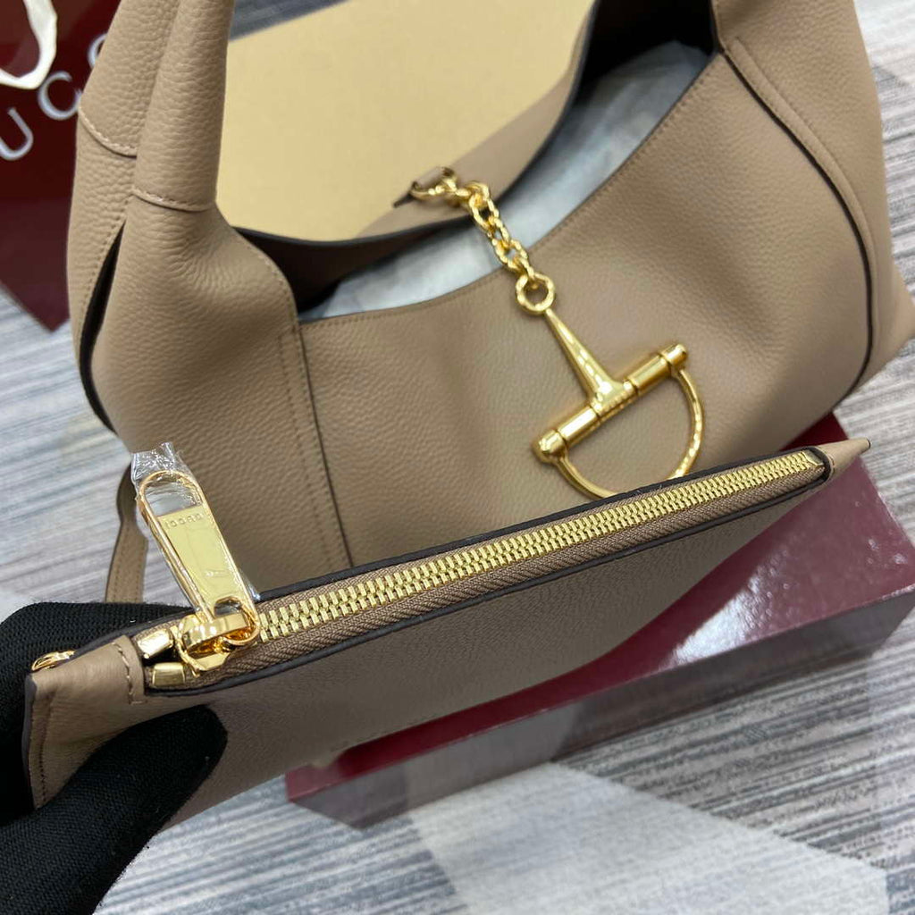 Gucci 837466 Gucci Softbit Maxi Shoulder Bag Taupe grainy