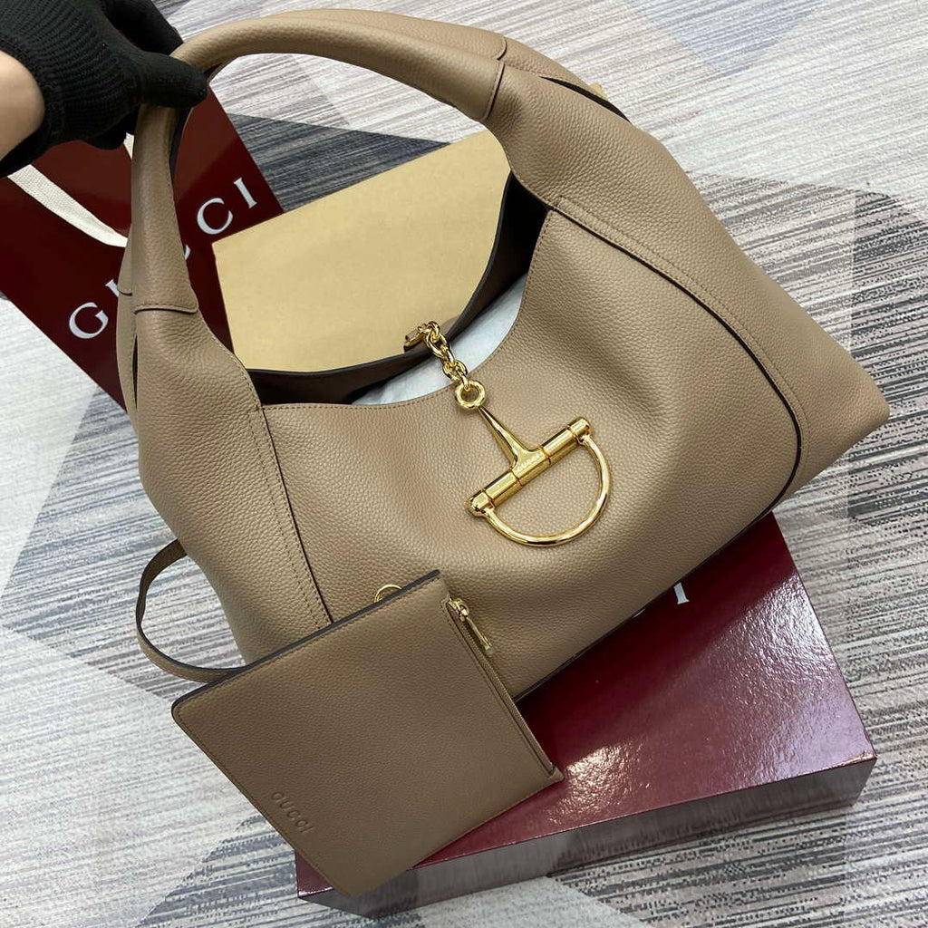 Gucci 837466 Gucci Softbit Maxi Shoulder Bag Taupe grainy