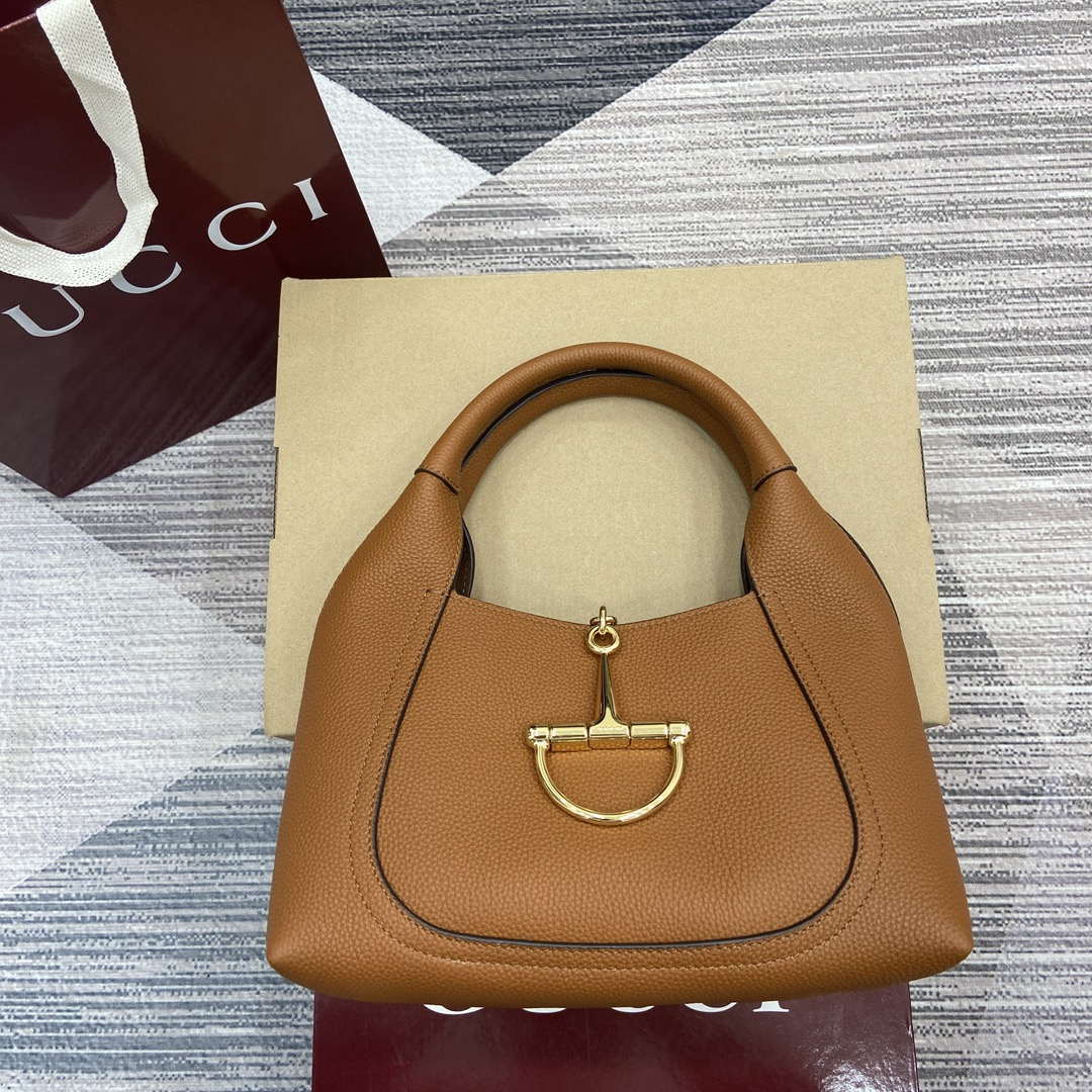 Gucci 837467 Gucci Softbit Medium Top Handle Bag Brown - Default Title - View 1