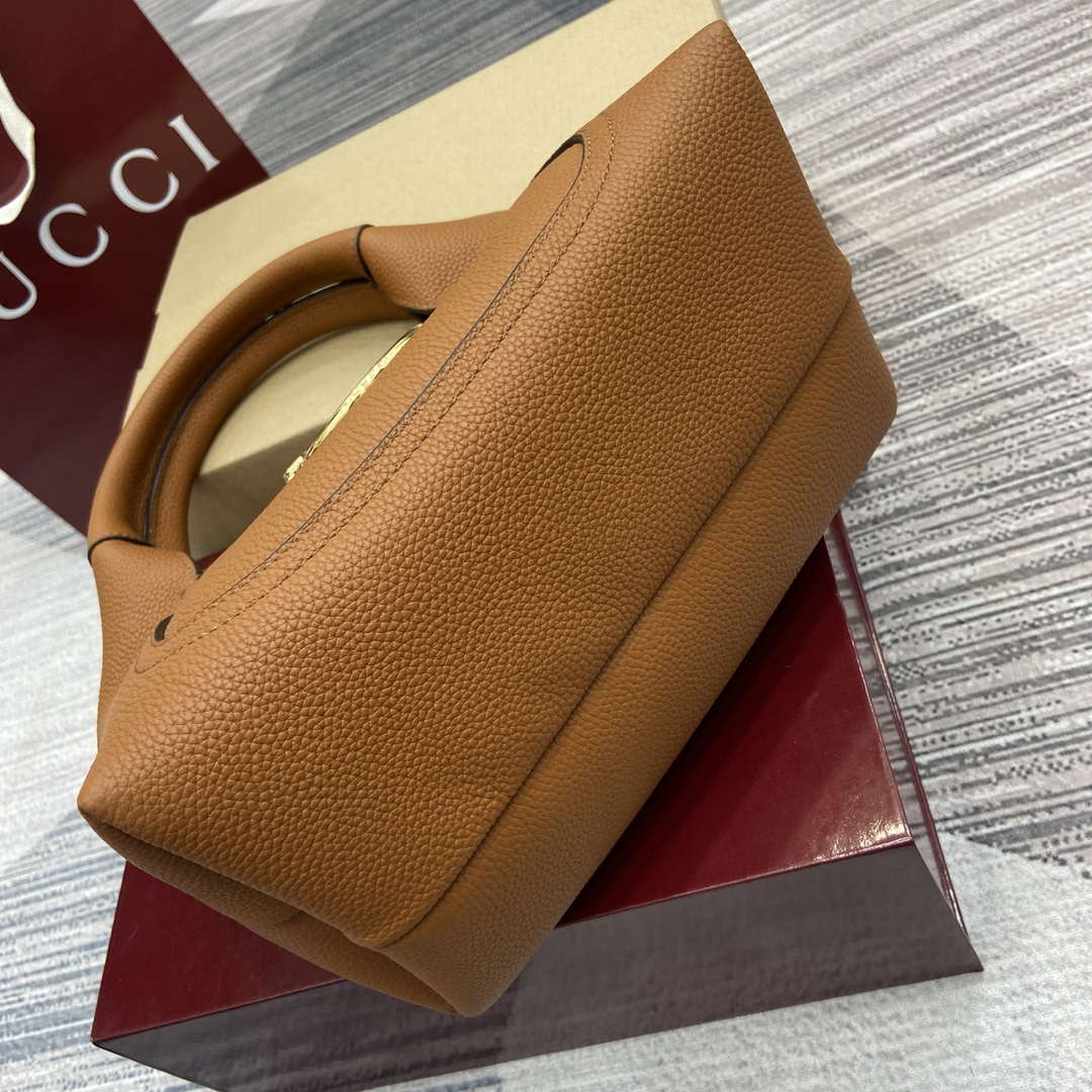 Gucci 837467 Gucci Softbit Medium Top Handle Bag Brown - Default Title - View 7