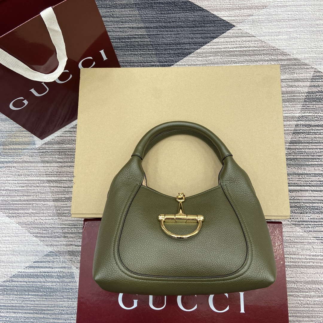 Gucci 837467 Gucci Softbit Medium Top Handle Bag Dark Green - Default Title - View 1